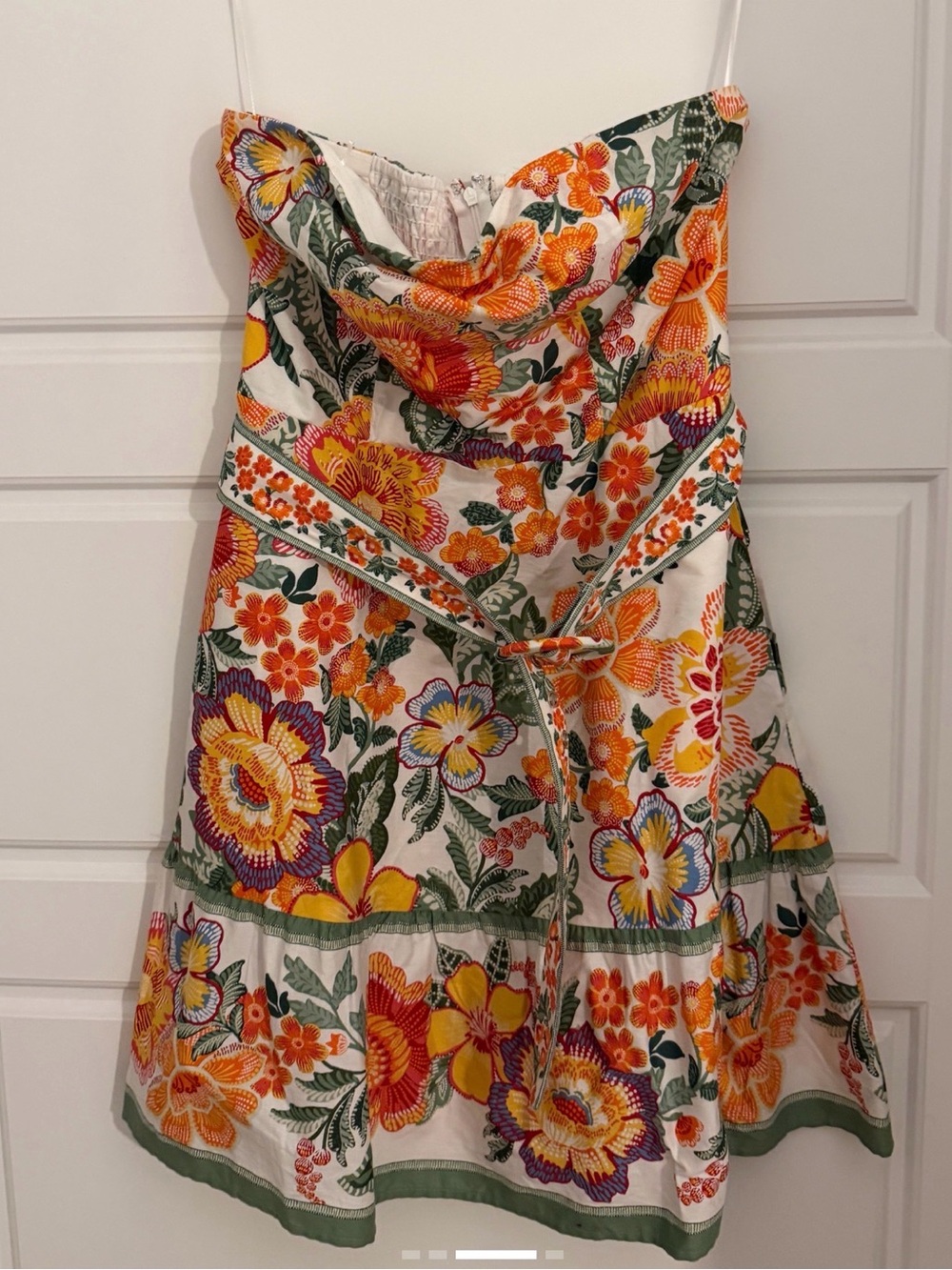 Joie Floral Strapless Mini Dress in White, Orange, Yellow, Green, Purple